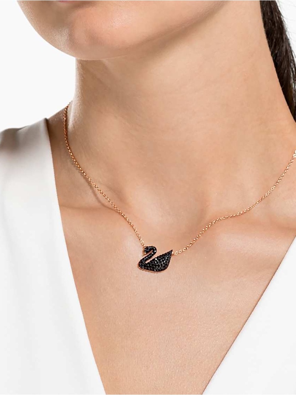 Swarovski Black Swan Pendant Necklace